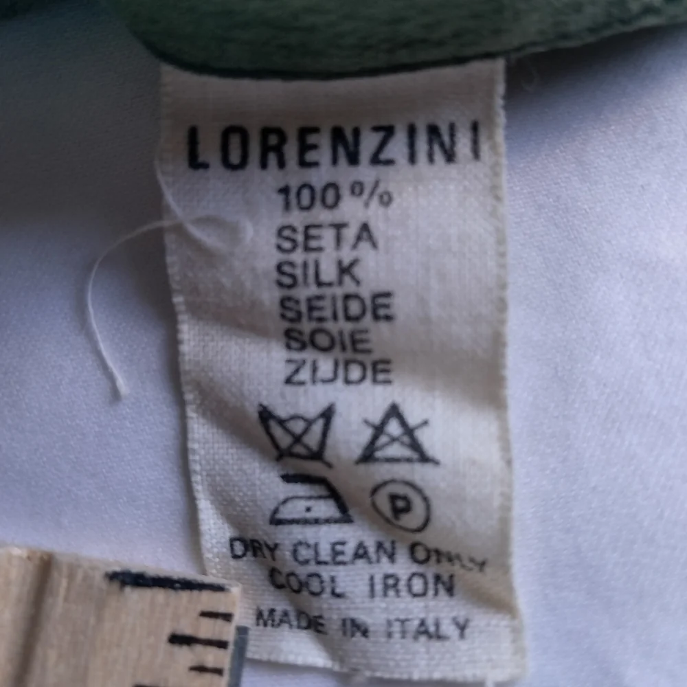 VTG Lorenzini Made In Italy Long Sleeve Button Down Green Silk Shirt Women's M/L